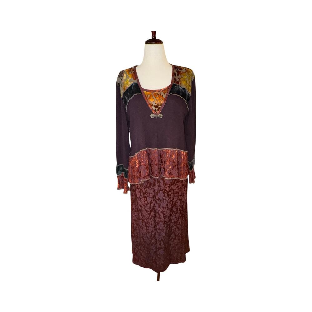 Spencer Alexis Mixed Media Patchwork Kimono Topper Set Made in USA Size‎ 8